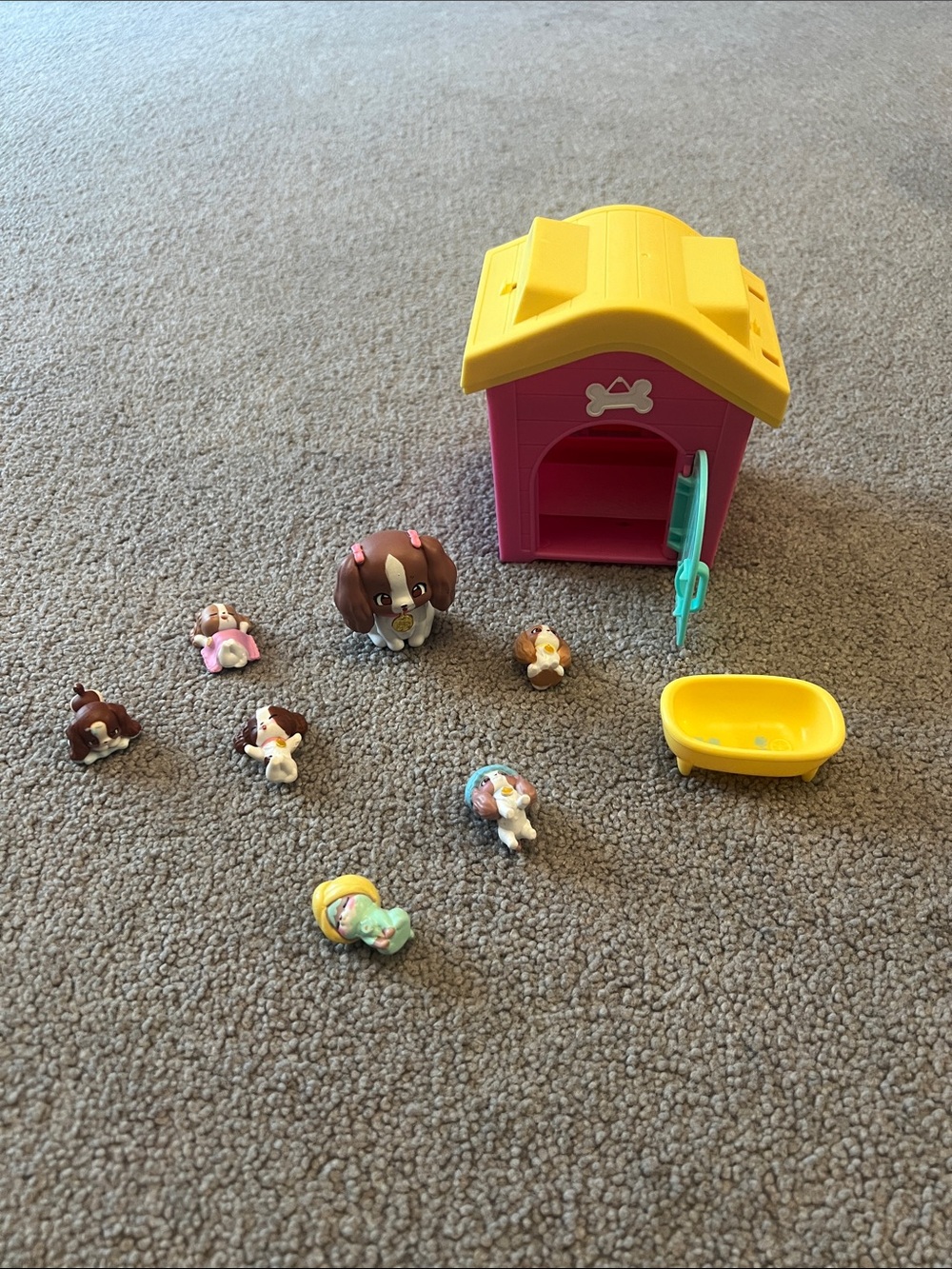 Pink and Yellow Puppy Playset with Accessories - Kids Doll Toy